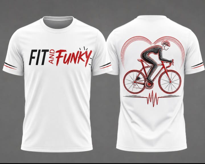 Fit and Funky Men’s Cycling Heartbeat Graphic T-Shirt