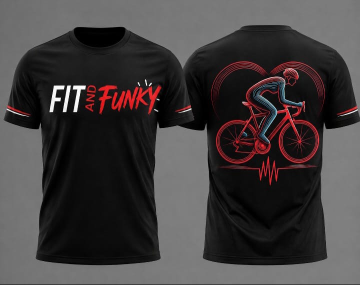 Fit and Funky Men’s Cycling Heartbeat Graphic T-Shirt