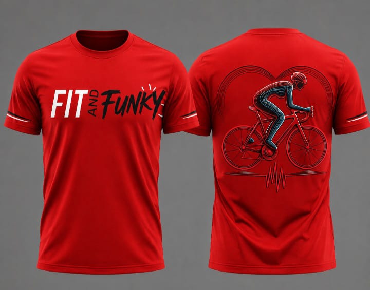 Fit and Funky Men’s Cycling Heartbeat Graphic T-Shirt