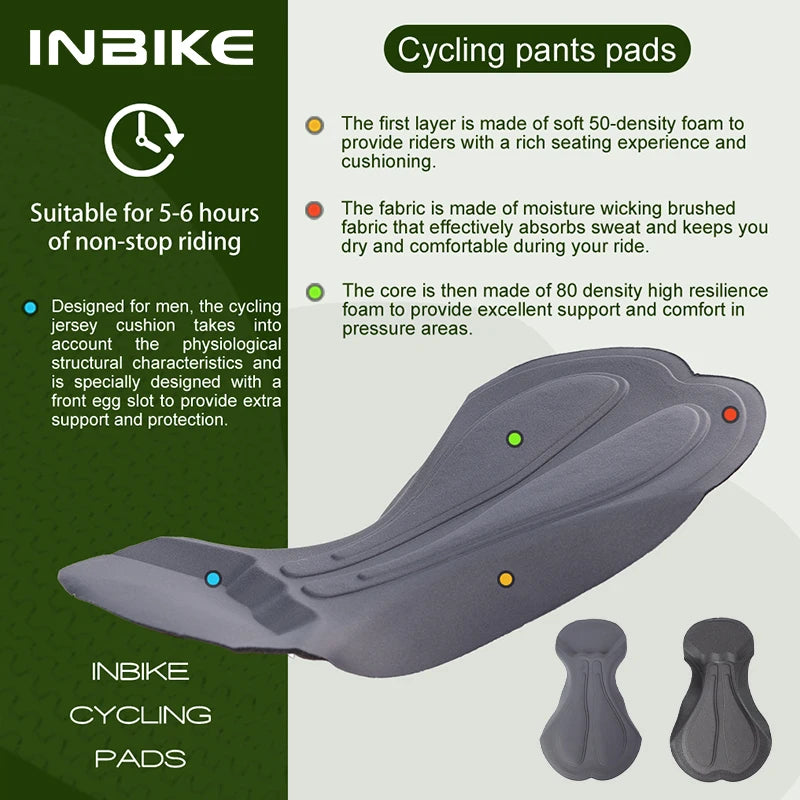 INBIKE Men's Cycling Shorts with Pocket — Breathable Quick-Dry MTB & Road Bike Pants