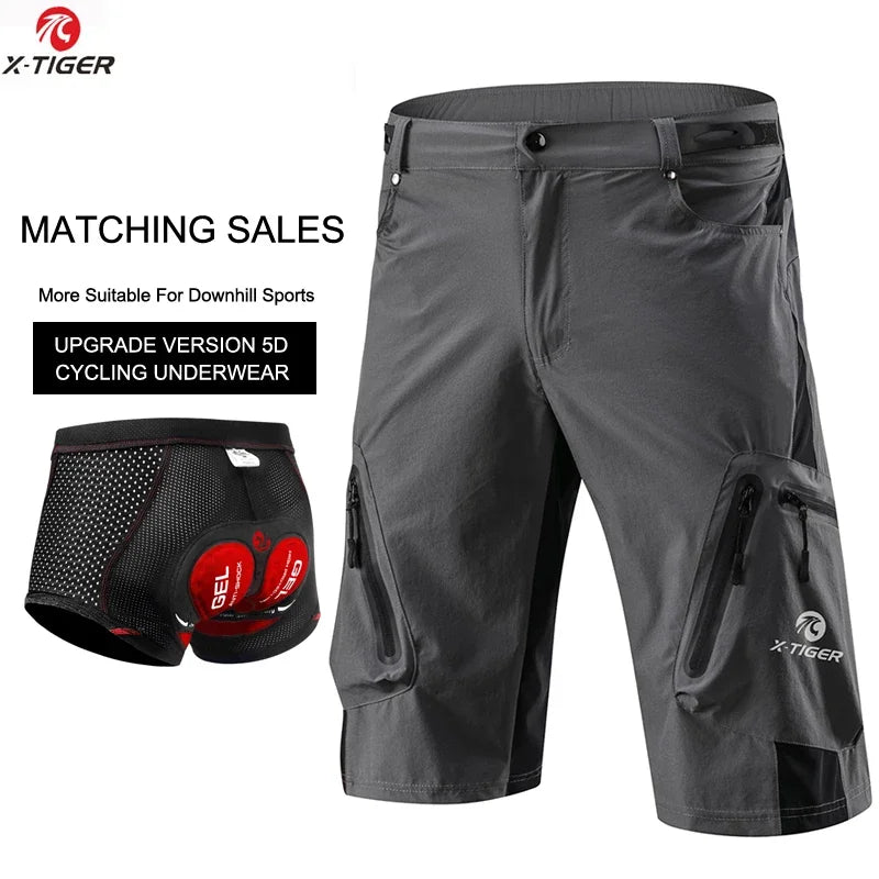 X-TIGER Mountain Bike Shorts Men's Summer Bicycle MTB Shorts Loose Fit Lightweight Outdoor Sports MTB Cycling Shorts