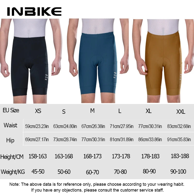 INBIKE Men's Cycling Shorts with Pocket — Breathable Quick-Dry MTB & Road Bike Pants