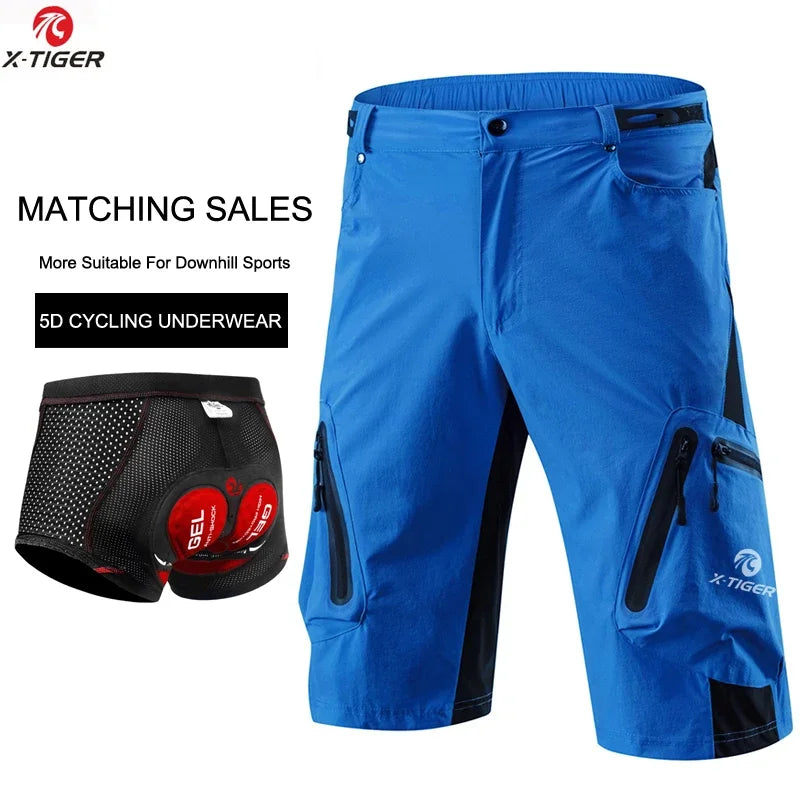 X-TIGER Mountain Bike Shorts Men's Summer Bicycle MTB Shorts Loose Fit Lightweight Outdoor Sports MTB Cycling Shorts