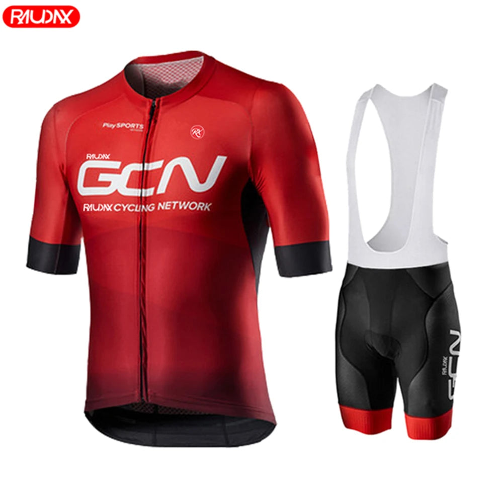 Raudax GCN Summer Cycling Jersey Set — Breathable Short Sleeve Road Bike Uniform for Men