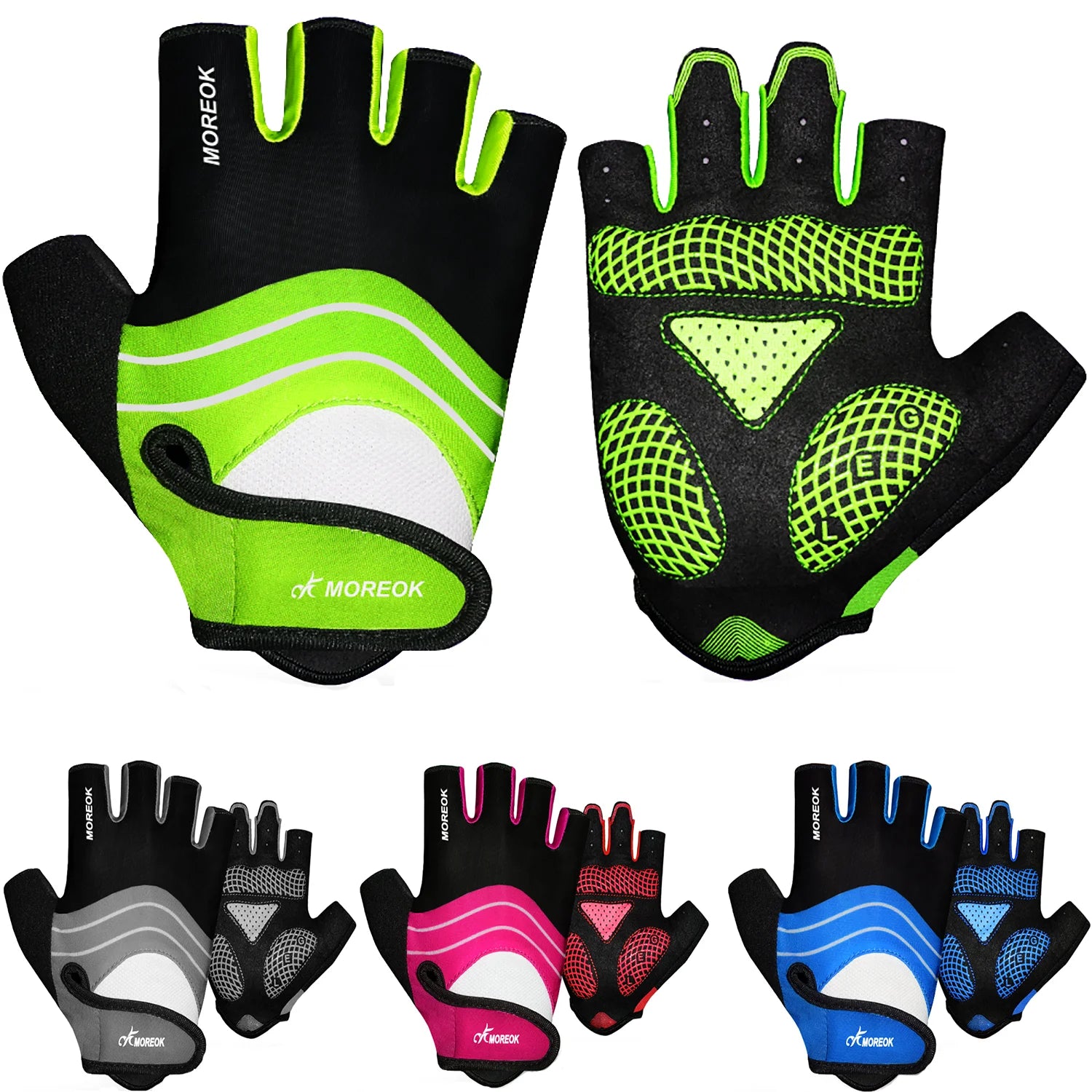MOREOK Cycling Gloves Half Finger Bike Gloves 5MM Silicone Pads Pads Bicycle Gloves Shock-Absorbing Mountain Bike Gloves Anti