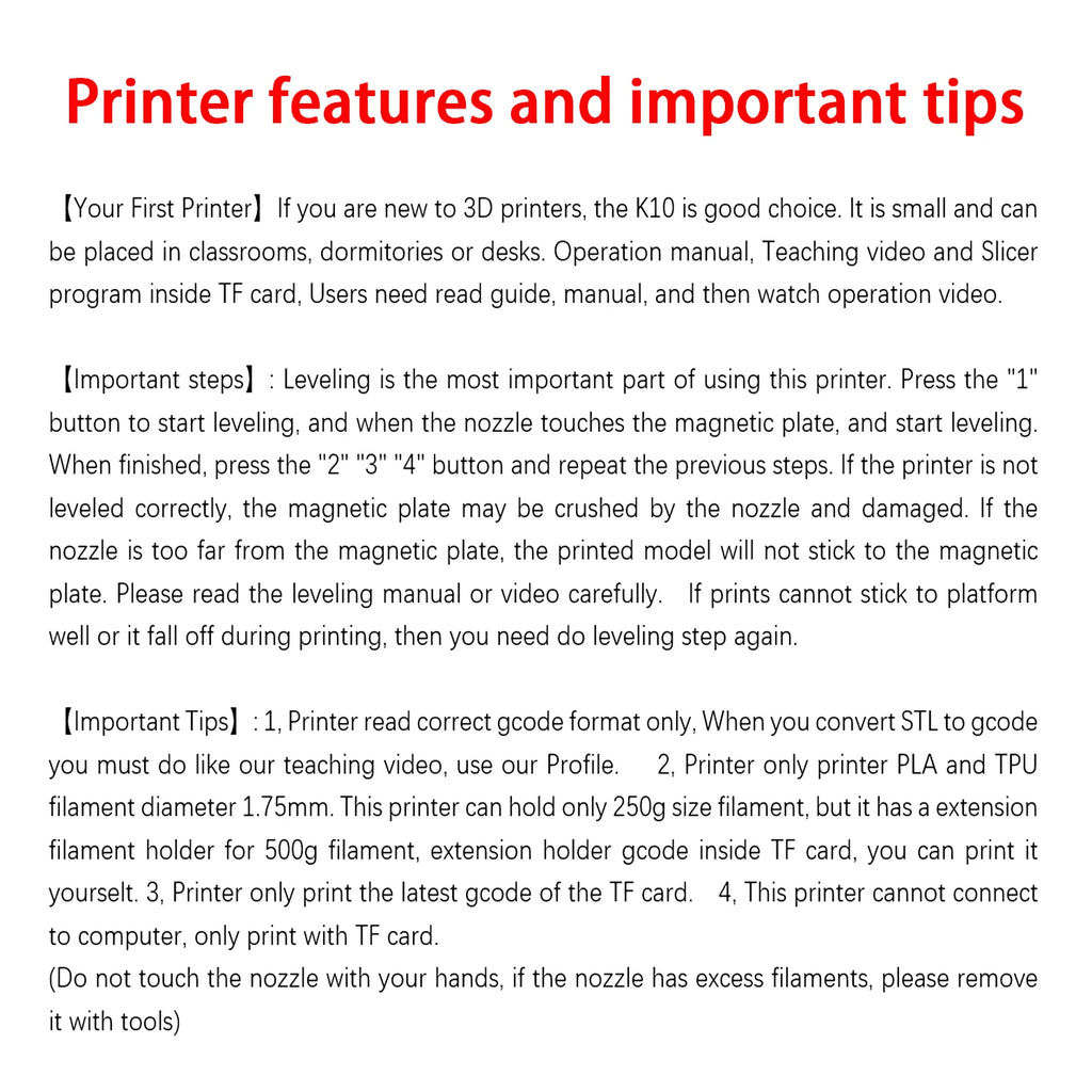 EasyThreed K10 3D Printer – Entry Level, PLA & TPU Compatible
