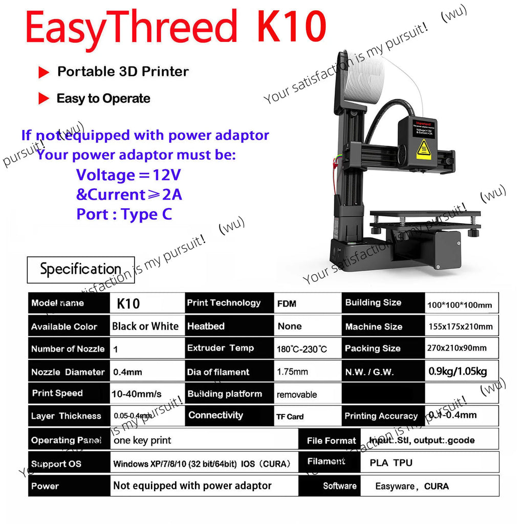 EasyThreed K10 3D Printer – Entry Level, PLA & TPU Compatible