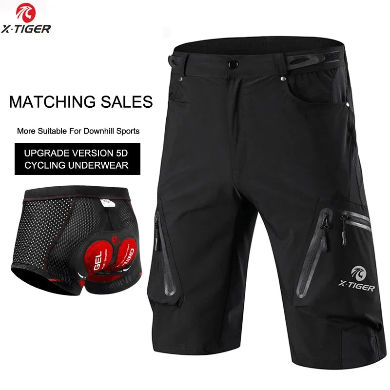 X-TIGER Mountain Bike Shorts Men's Summer Bicycle MTB Shorts Loose Fit Lightweight Outdoor Sports MTB Cycling Shorts