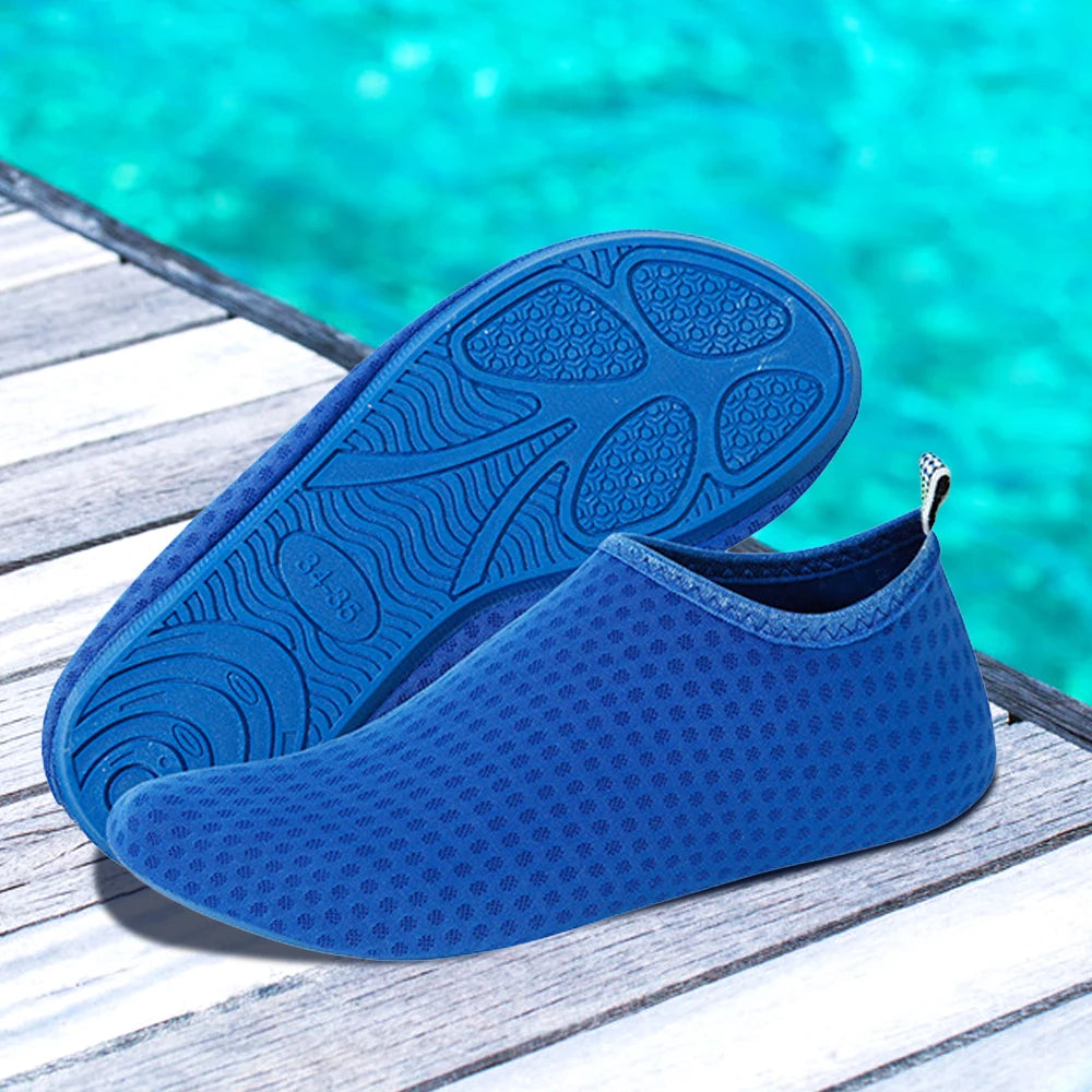 Water Shoes Rubber Sole Mesh Hole Quick Dry Diving Shoes Unisex Beach Swimming Diving Socks Non-Slip Seaside Surfing Adult Kids