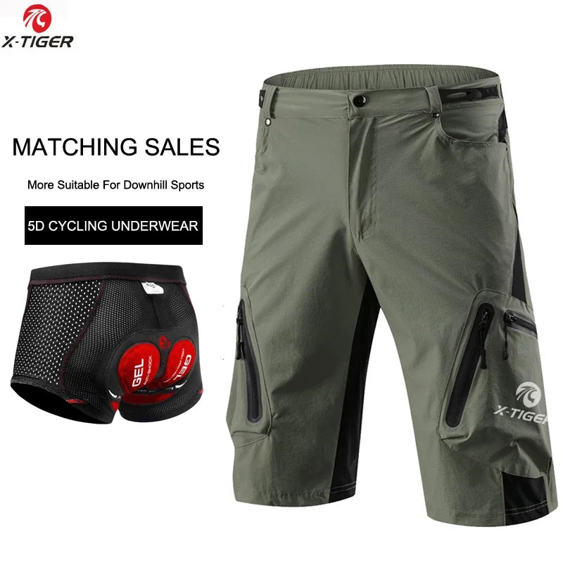 X-TIGER Mountain Bike Shorts Men's Summer Bicycle MTB Shorts Loose Fit Lightweight Outdoor Sports MTB Cycling Shorts