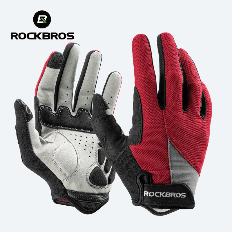 ROCKBROS Bike Glasses Full Finger MTB Road Bicycle Gloves Screen Touching Men Women Spring Summer Breathable Cycling Gloves