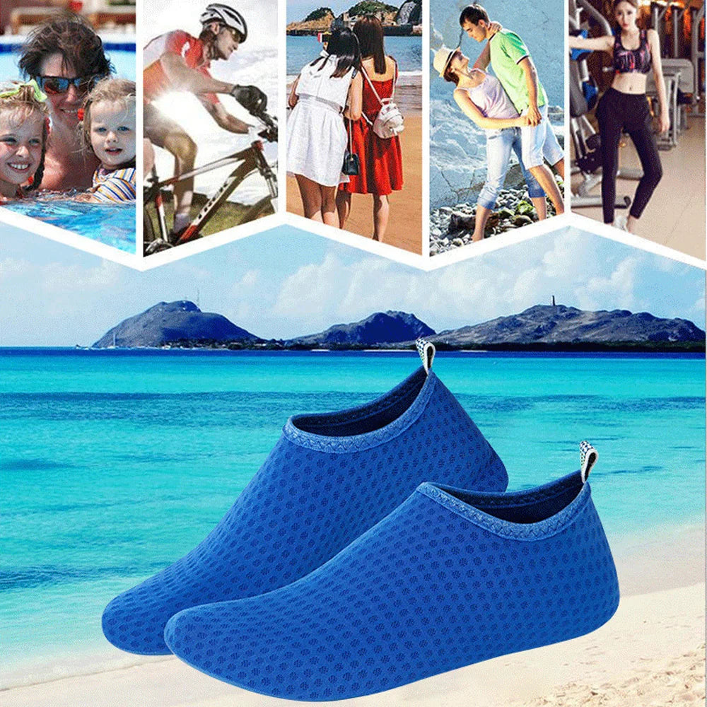 Water Shoes Rubber Sole Mesh Hole Quick Dry Diving Shoes Unisex Beach Swimming Diving Socks Non-Slip Seaside Surfing Adult Kids