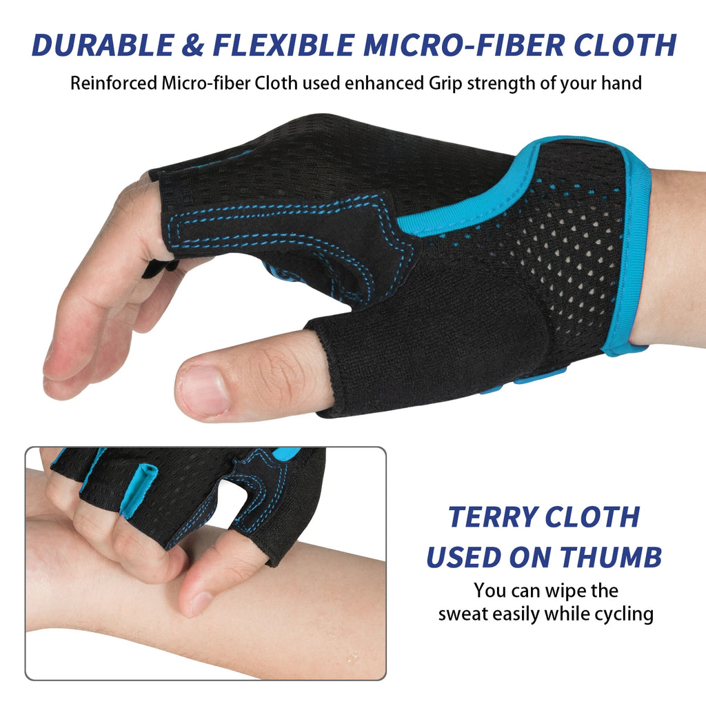 MOREOK Half Finger Cycling Gloves — Padded Anti-Slip Road & MTB Bike Gloves