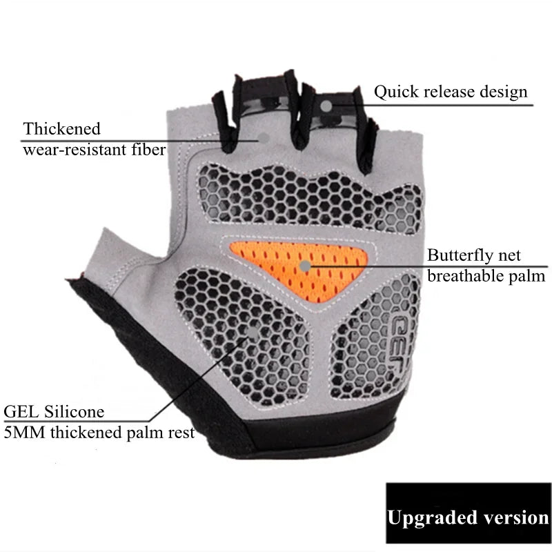 Men's Cycling Gloves Anti-slip MTB Bike Bicycle Motorcyclists Fingerless Gloves Summer Women Fitness Sports Training Gym Gloves