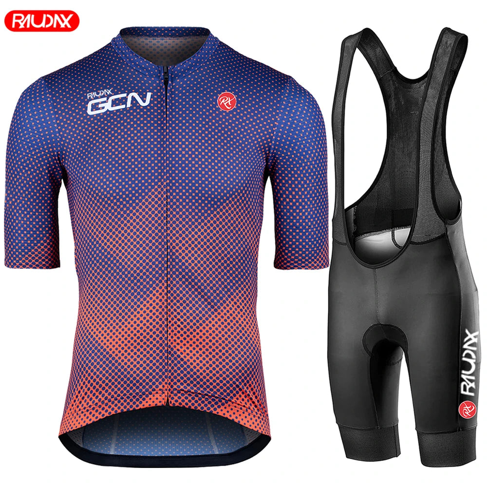 Raudax GCN Summer Cycling Jersey Set — Breathable Short Sleeve Road Bike Uniform for Men