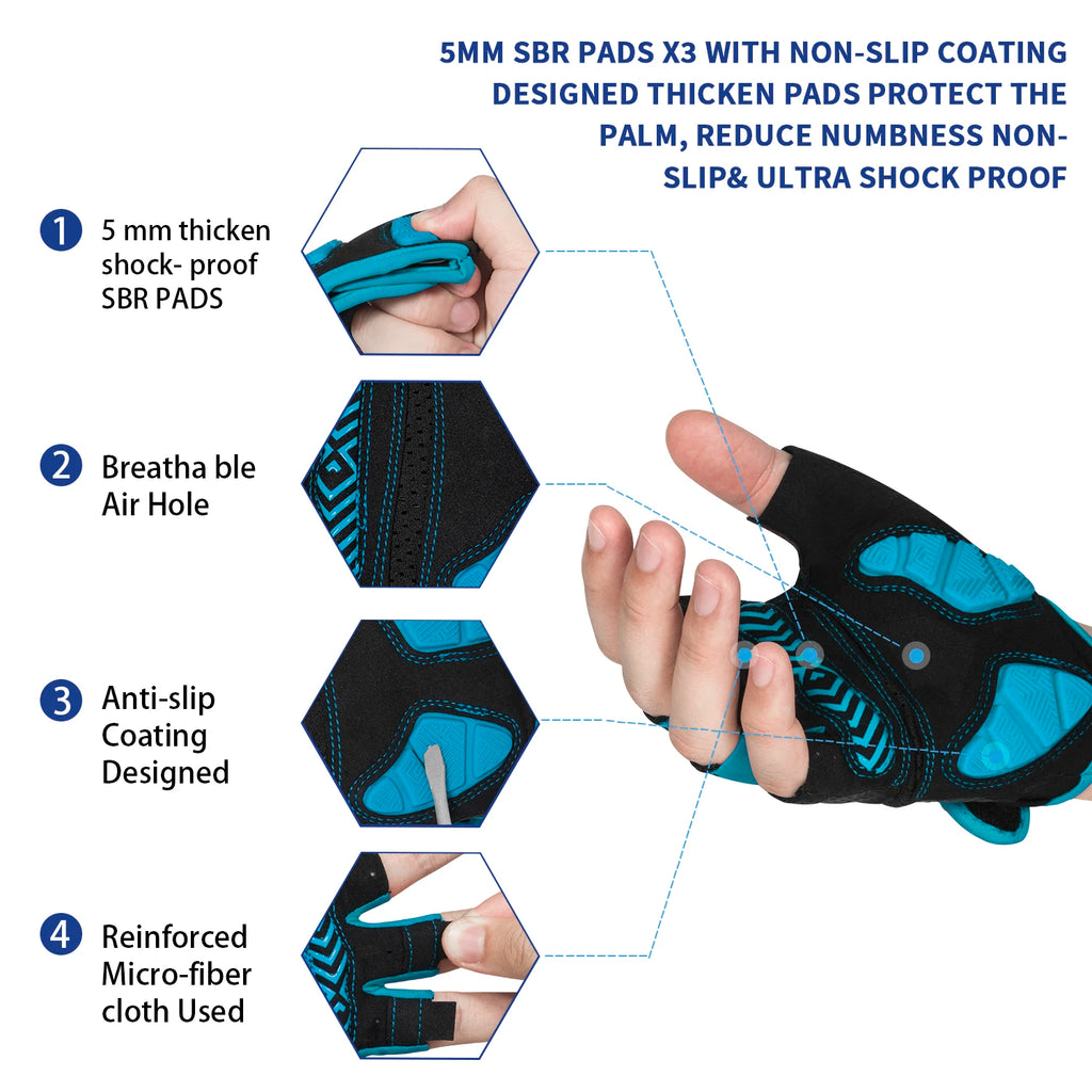 MOREOK Half Finger Cycling Gloves — Padded Anti-Slip Road & MTB Bike Gloves