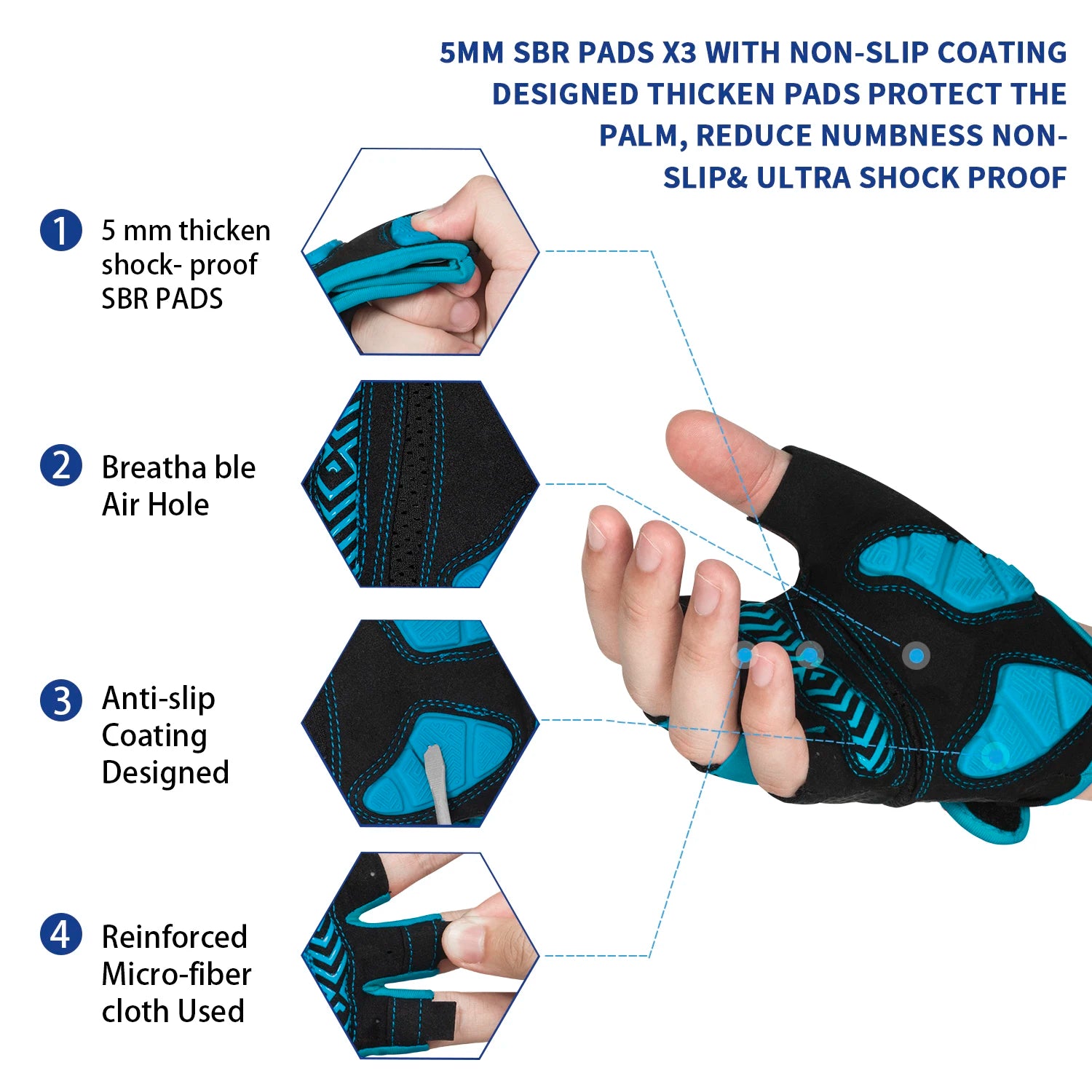 MOREOK Half Finger Cycling Gloves — Padded Anti-Slip Road & MTB Bike Gloves