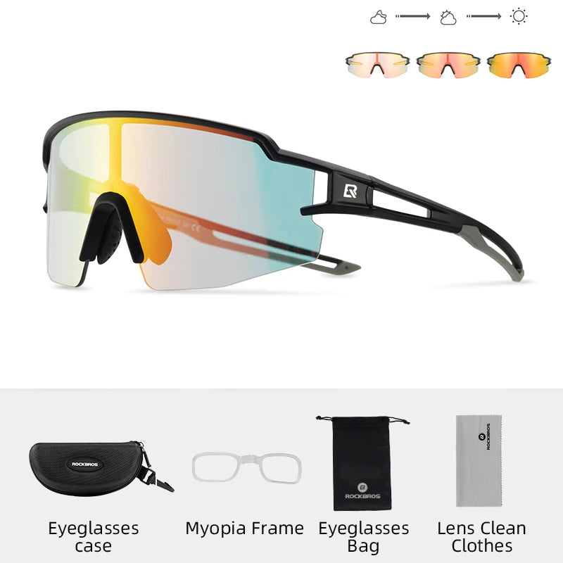 ROCKBROS Bicycle Glasses Photochromic Bike Glasses UV400 Protection Eyewear Polarized Sunglasses MTB Road Cycling Goggles
